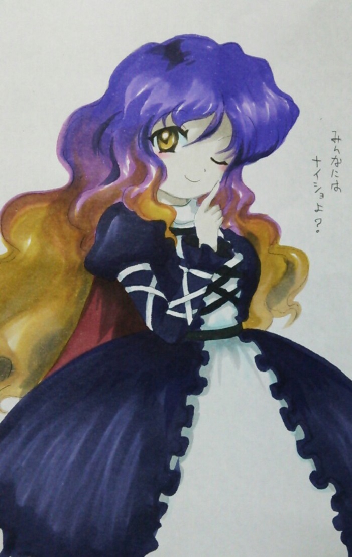 1girl, blonde_hair, dress, gradient_hair, hijiri_byakuren, long_hair, long_sleeves, multicolored_hair