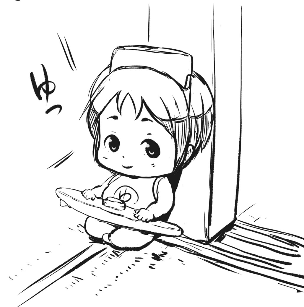 1girl, baby, goggles, goggles_on_head, kantai_collection, looking_at_viewer, maru-yu_(kantai_collection), mokuzou