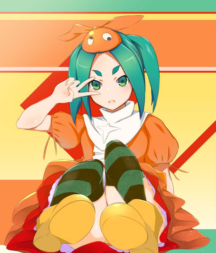 1girl, ankh_(ankh_05), dress, green_eyes, green_hair, monogatari_(series), nisemonogatari, ononoki_yotsugi