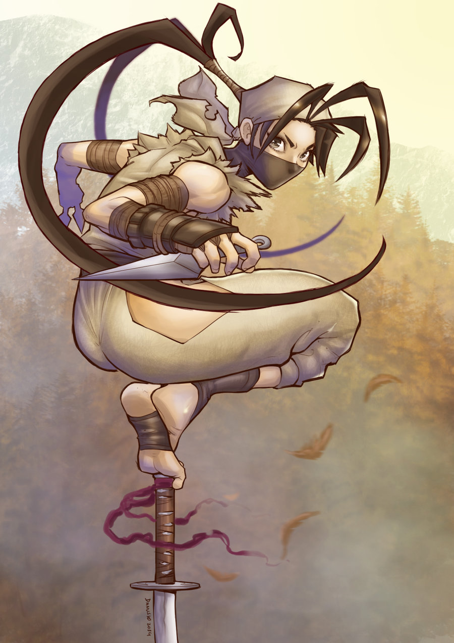 1girl, ankle_wraps, balancing, barefoot, danusko, face_mask, feet, hakama