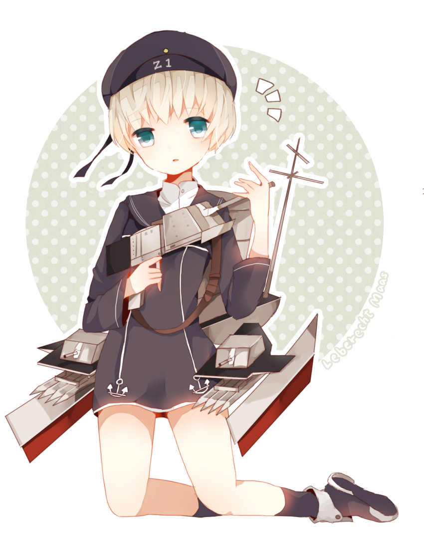 1girl, blonde_hair, dress, green_eyes, highres, kantai_collection, kumahara, original