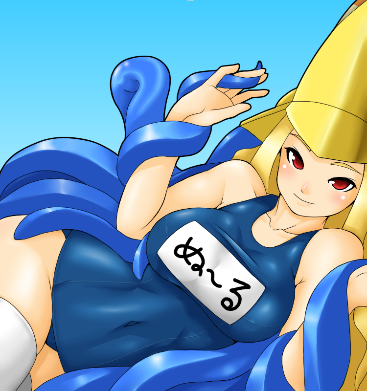 1girl, bikkuru, blonde_hair, blush, breasts, capcom_fighting_jam, covered_navel, genderswap