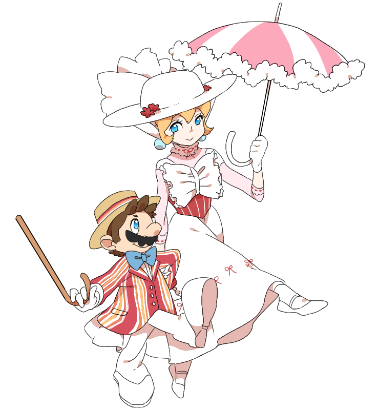 1boy, 1girl, adult, blue_eyes, cane, cosplay, couple, crossover