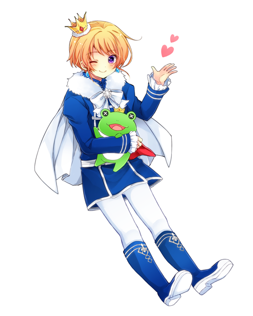 1boy, blonde_hair, crown, earrings, frog, heart, idolmaster, idolmaster_side-m