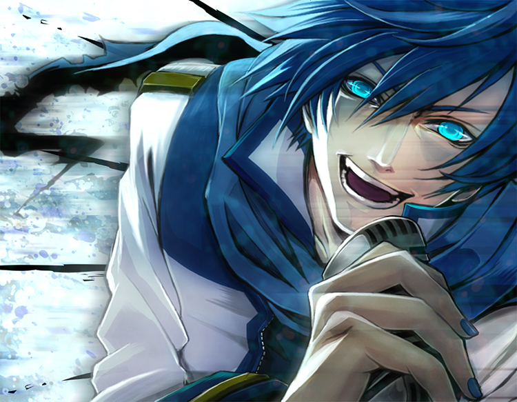 1boy, asacom, blue_eyes, blue_hair, glowing, glowing_eyes, kaito, komaki_(gigu)