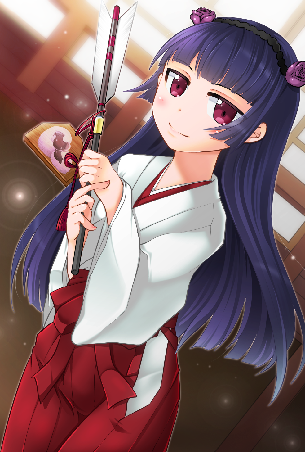 1girl, arrow, black_hair, gokou_ruri, hairband, highres, japanese_clothes, kiritsuki_yuu_koromo