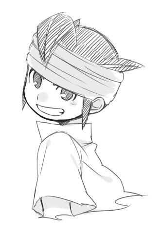 1boy, bust, endou_mamoru, grin, headband, inazuma_eleven, inazuma_eleven_(series), looking_at_viewer