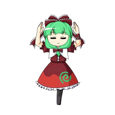 =_=, animated, animated_gif, bad_anatomy, gif, green_hair, kagiyama_hina, lowres