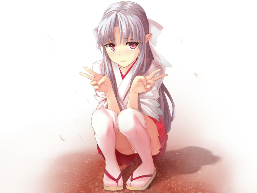 apo_(apos2721), panties, pointy_ears, red_eyes, tsukihime, underwear, white_hair, white_len