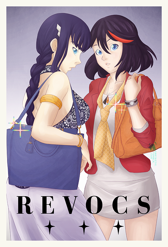 2girls, alternate_costume, bag, black_hair, blue_eyes, bracelet, braid, dress