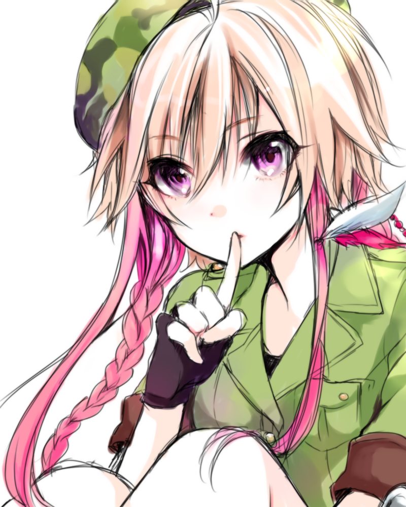 1girl, beret, braid, brown_hair, finger_to_mouth, hat, idolmaster, idolmaster_cinderella_girls
