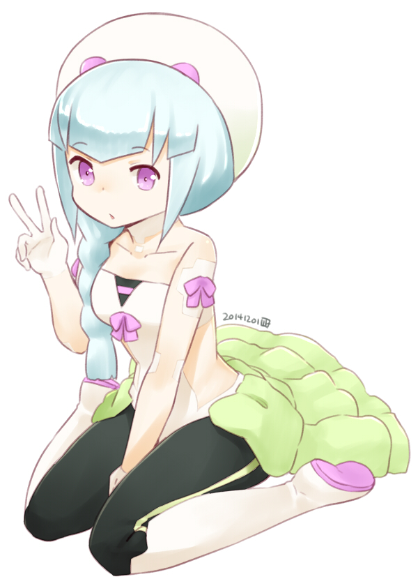 1girl, :o, android, bare_shoulders, between_legs, blue_hair, boots, braid
