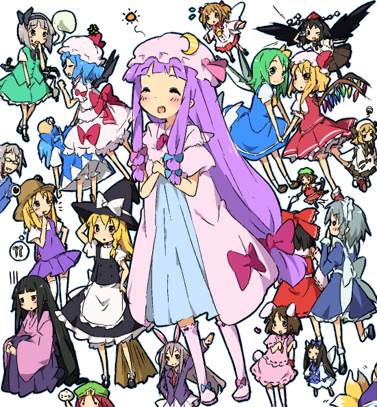 chen, cirno, daiyousei, everyone, flandre_scarlet, hakurei_reimu, hong_meiling, houraisan_kaguya