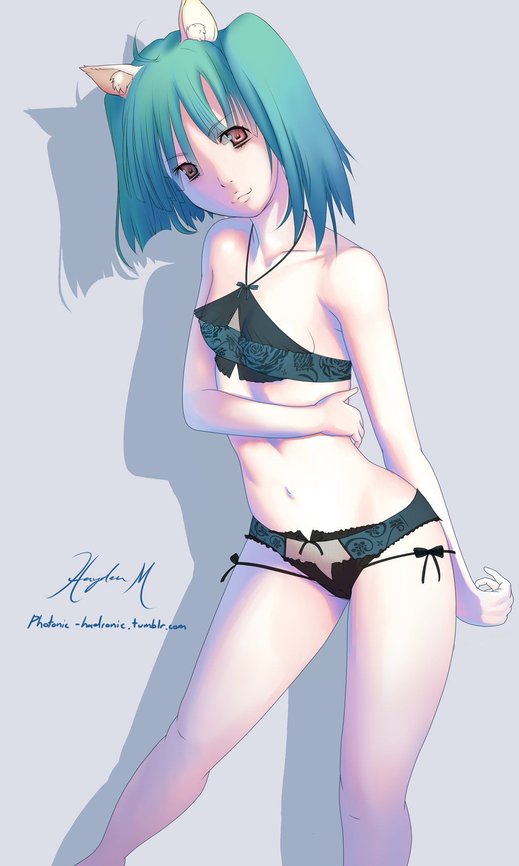 1girl, animal_ears, cat_ears, haydenm, highres, lingerie, macross, macross_frontier
