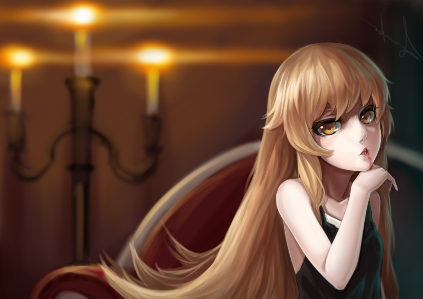 1girl, absurdres, blonde_hair, blood, fuuko_chan, highres, long_hair, monogatari_(series)