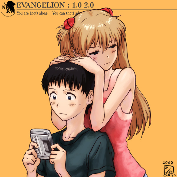 blush, brown_hair, couple, ikari_shinji, ikeda, long_hair, neon_genesis_evangelion, rebuild_of_evangelion