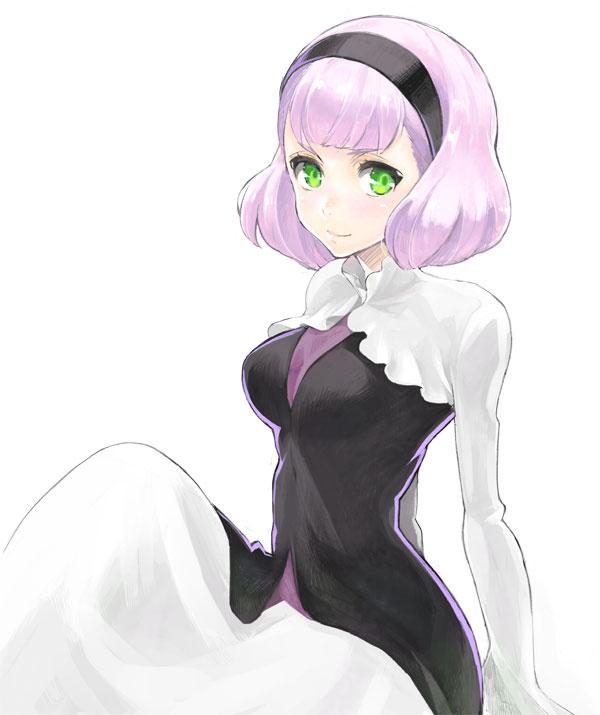 1girl, aldnoah.zero, bangs, blunt_bangs, dress, green_eyes, headband, lemrina_vers_envers