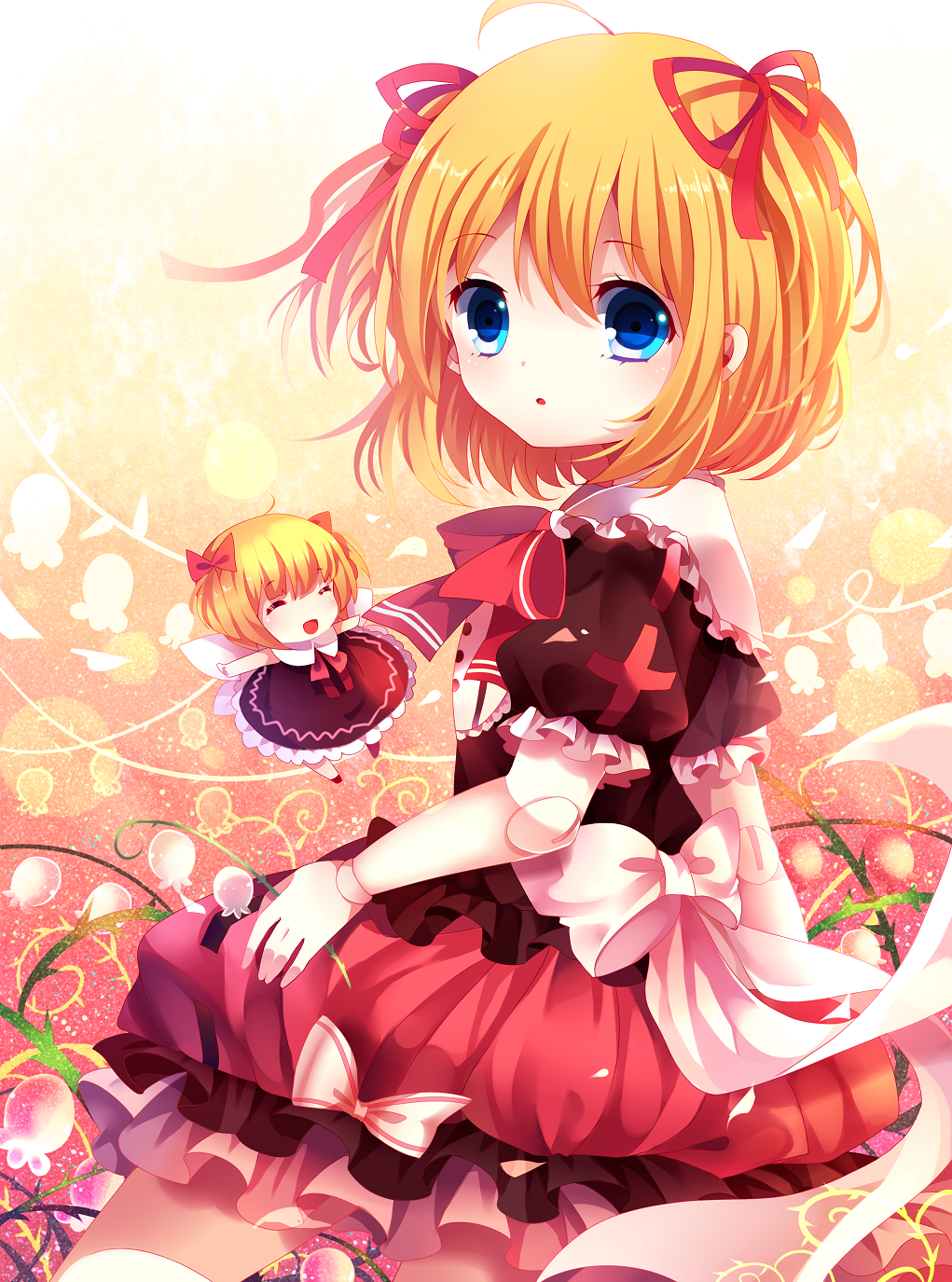 1girl, airbrush_(medium), blonde_hair, blue_eyes, colored_pencil_(medium), doll_joints, fairy_wings, flying
