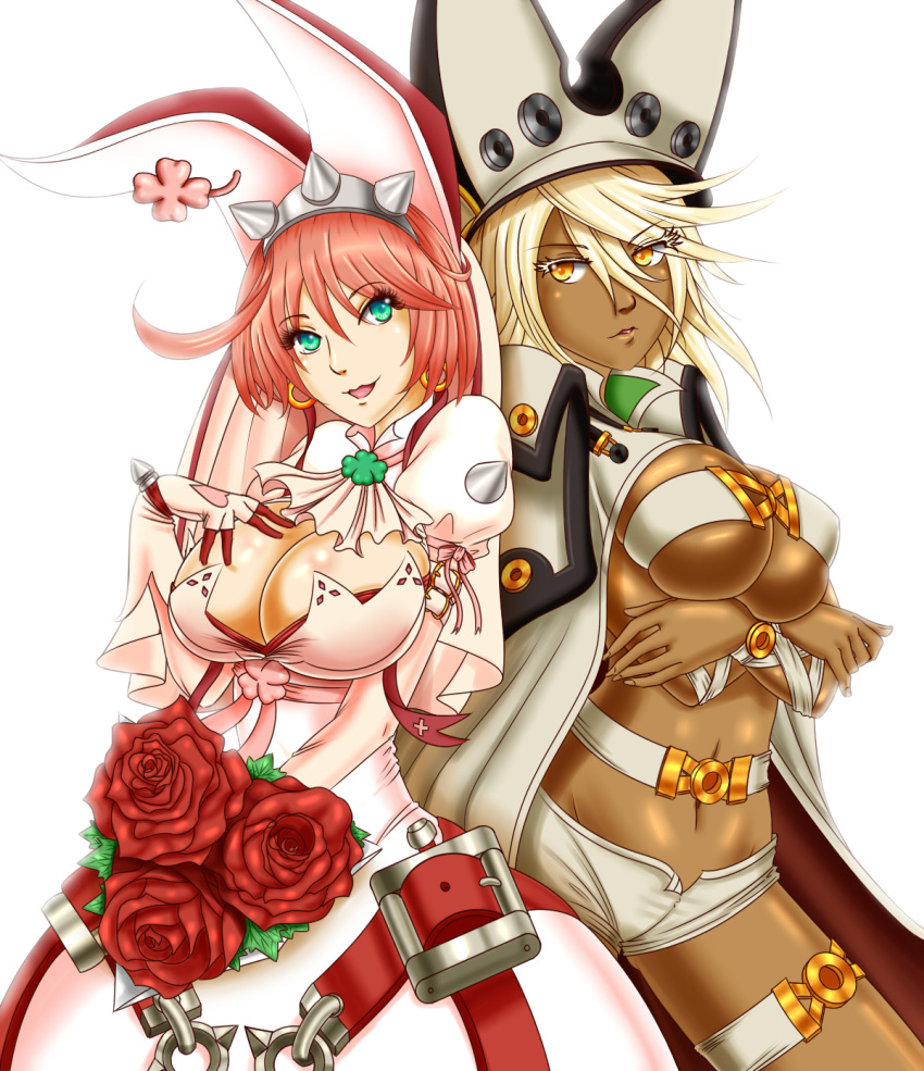 back-to-back, commentary, elphelt_valentine, guilty_gear, guilty_gear_xrd, highres, iforher, ramlethal_valentine