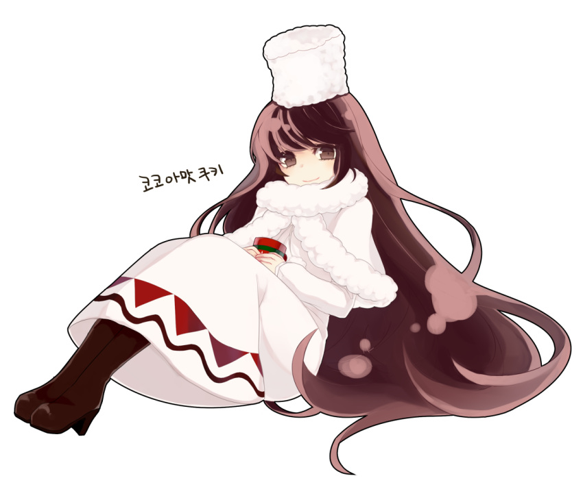 1girl, bangs, blunt_bangs, blush, boots, brown_boots, brown_eyes, brown_hair