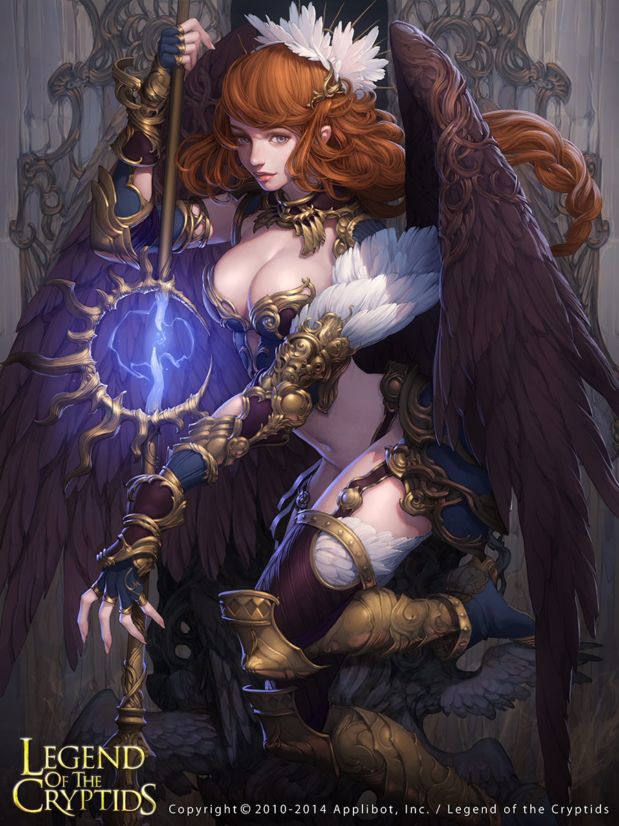 1girl, armor, bikini_armor, brown_hair, cglange, highres, legend_of_the_cryptids, lips