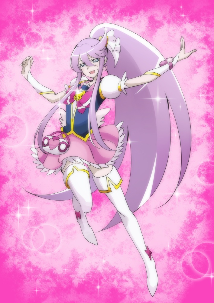 :d, aino_megumi, blue_eyes, boots, cure_lovely, cure_lovely_(cosplay), gacchahero, happinesscharge_precure!