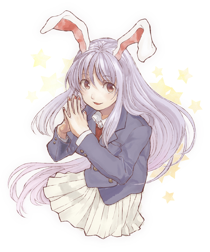 bad_id, blazer, bunny_ears, lavender_hair, long_hair, nail_polish, nazuki-nazu, nazuki_nazu