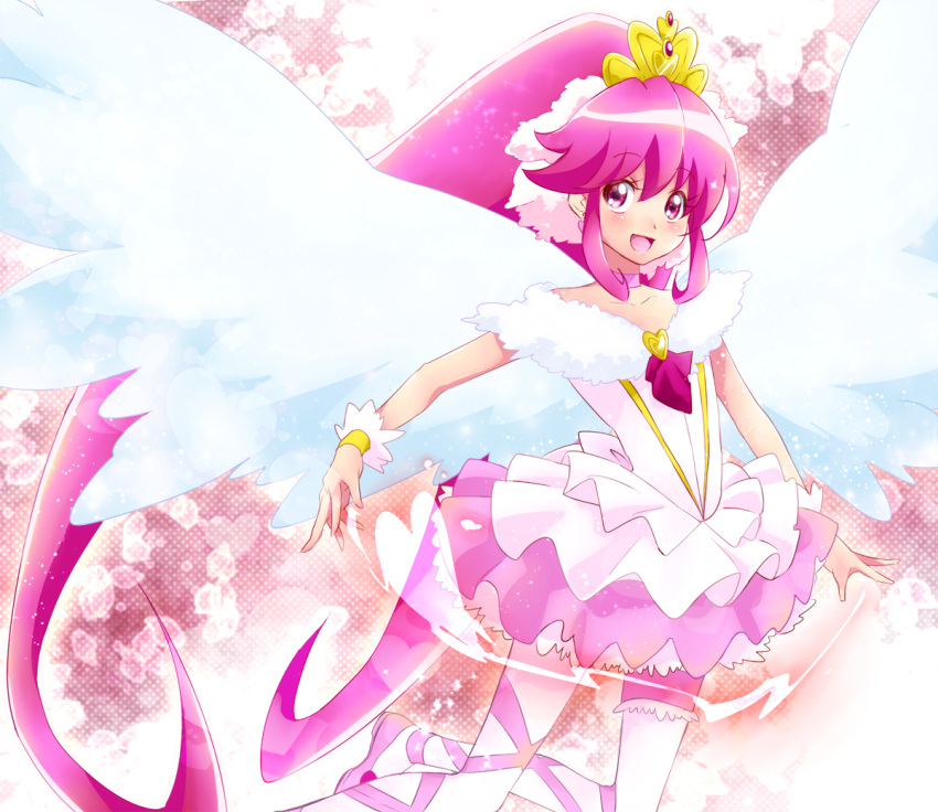 1girl, aino_megumi, angel_wings, ballerina, choker, cure_lovely, happinesscharge_precure!, long_hair