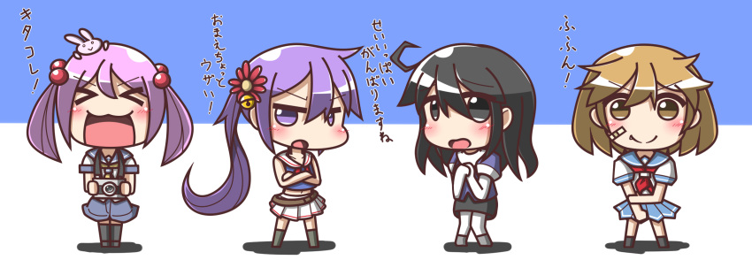 >:), >:o, >_<, 4girls, :3, :d, :o, ahoge