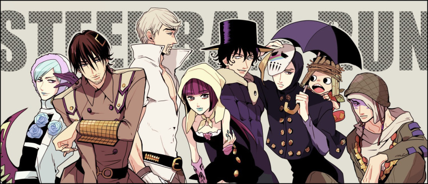 1girl, 6+boys, axl_ro, blackmore, catch_the_rainbow, chocolate_disco, disco_(sbr), doctor_ferdinand