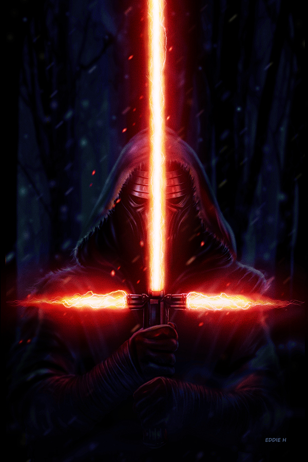 cape, eddie_holly, energy_sword, forest, gloves, hood, kylo_ren, lightsaber