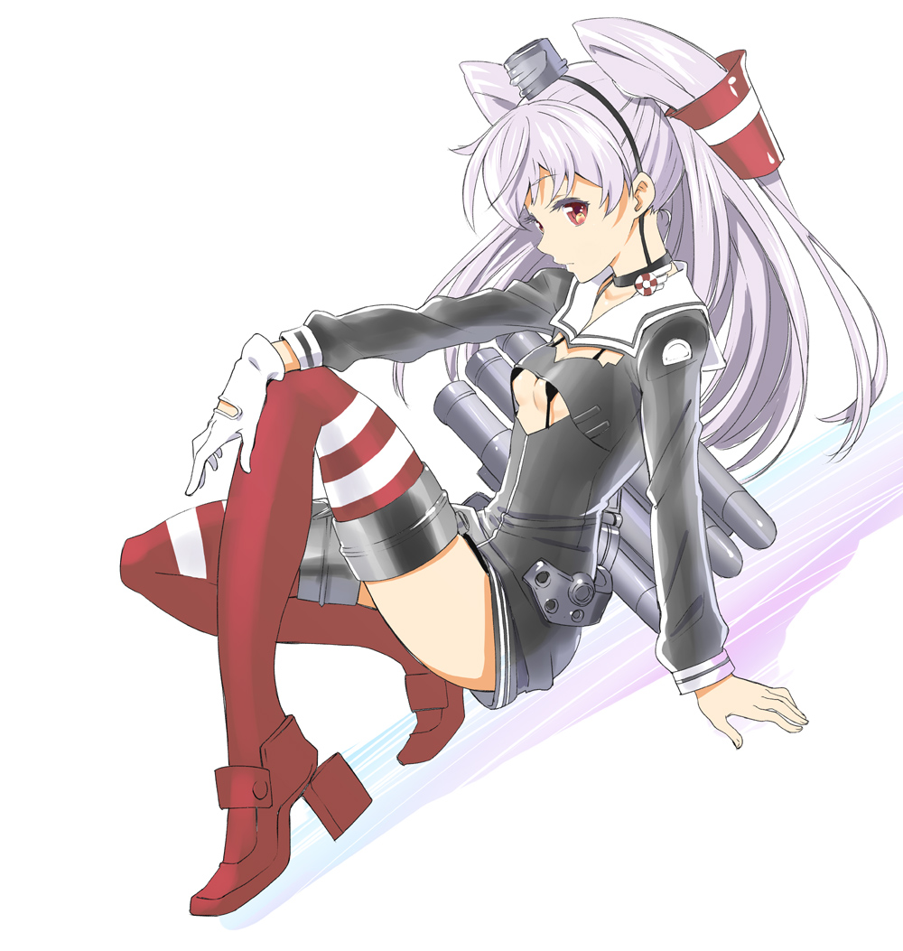 1girl, amatsukaze_(kantai_collection), brown_eyes, gloves, high_heels, kantai_collection, long_hair, miyabi_(miyabi_r18)