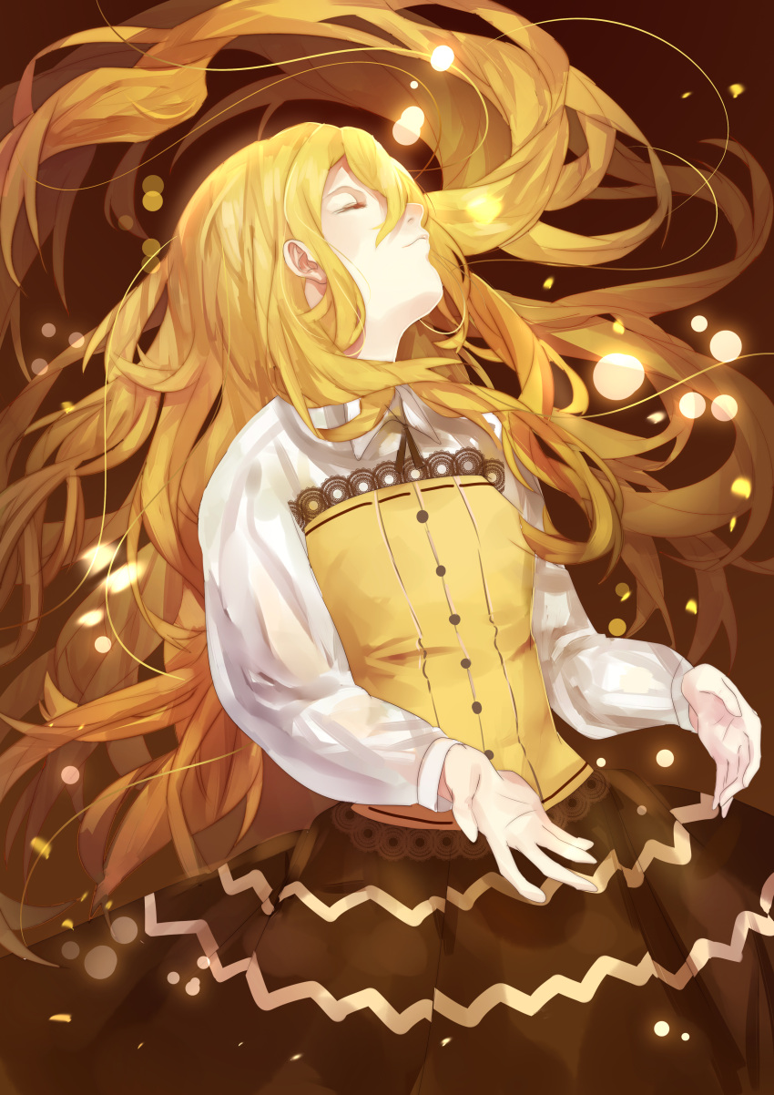1girl, absurdres, blonde_hair, closed_eyes, ferrero, ferrero_rocher, hair_over_one_eye, highres