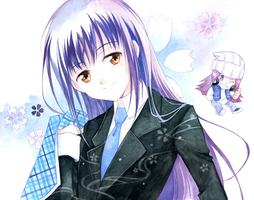 blazer, chibi, fujisaki_nadeshiko, fujisaki_nagihiko, guardian_chara, hat, headphones, long_hair