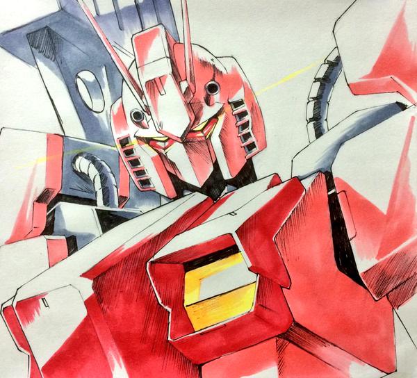 amazing_red_warrior, bust, daue, gundam, gundam_build_fighters, gundam_build_fighters_try, mecha, solo