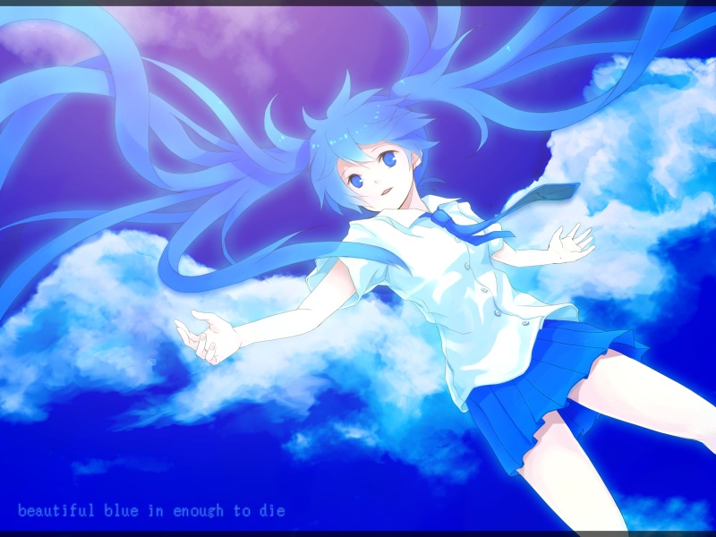 blue_hair, engrish, falling, faux_wings, hatsune_miku, long_hair, necktie, ranguage