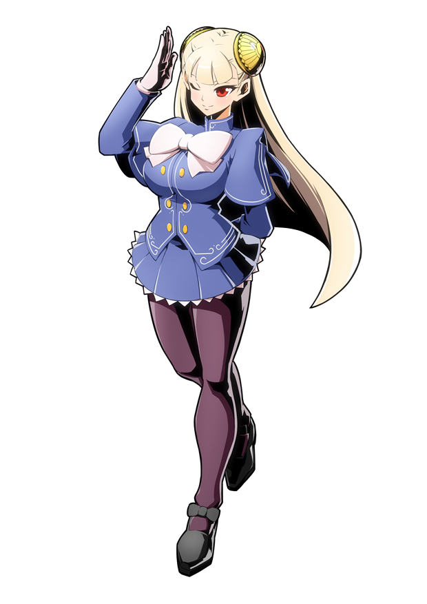 1girl, blonde_hair, breasts, capcom_fighting_jam, dress, gloves, hairpods, ingrid