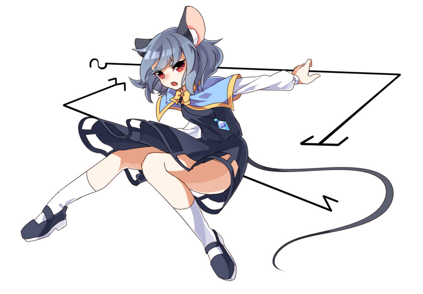 >:o, 1girl, :o, animal_ears, capelet, dowsing_rod, dress, gem