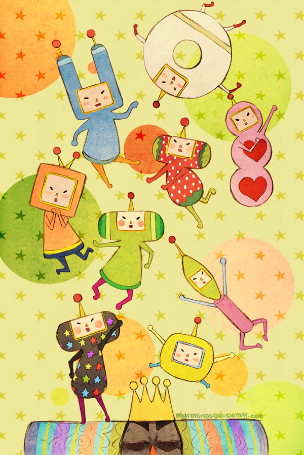ban-ban_(katamari_damacy), blush, dipp_(katamari_damacy), ichigo_(katamari_damacy), joanna_(mojo!), katamari_damacy, king_of_all_cosmos, l'amour_(katamari_damacy)