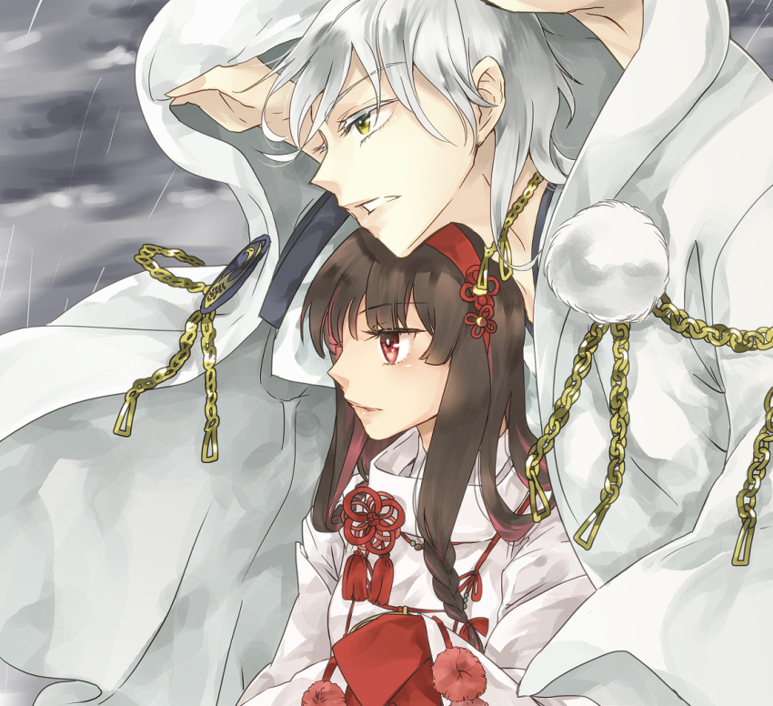 1boy, 1girl, female_saniwa_(touken_ranbu), tagme, teasage, touken_ranbu, tsurumaru_kuninaga, white_hair