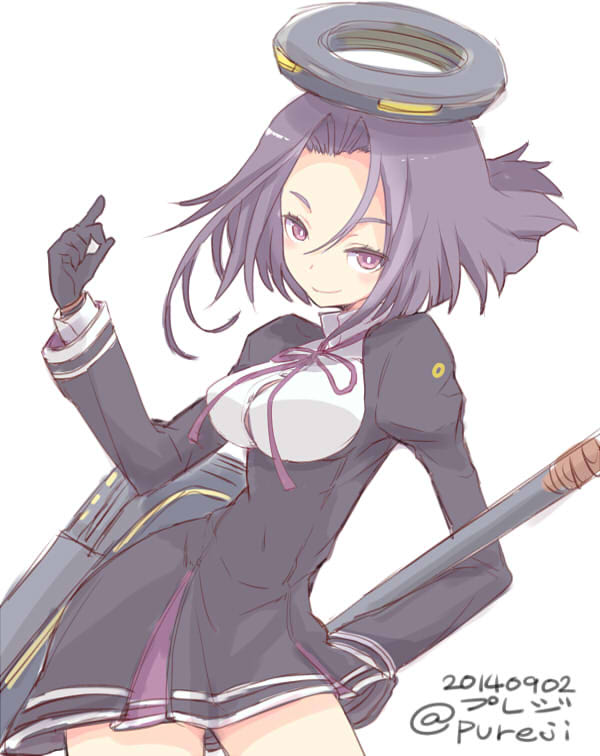 1girl, artist_name, covered_navel, cowboy_shot, dated, gloves, kantai_collection, mechanical_halo