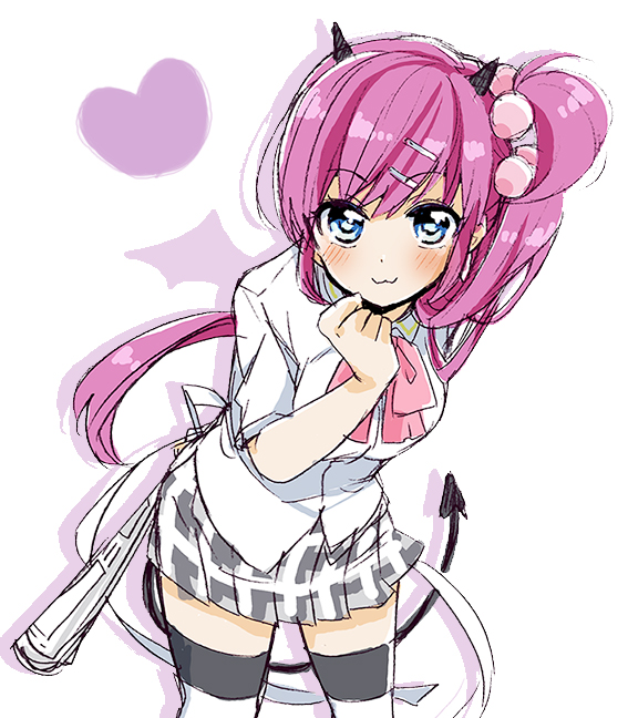 1girl, :3, ashida_yuri, blue_eyes, demon_tail, horns, little_busters!!, long_hair