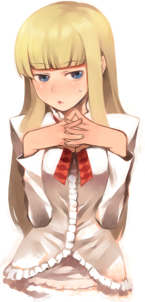 blonde_hair, blue_eyes, emilie_de_rochefort, hands_clasped, heisa, lili, namco, solo