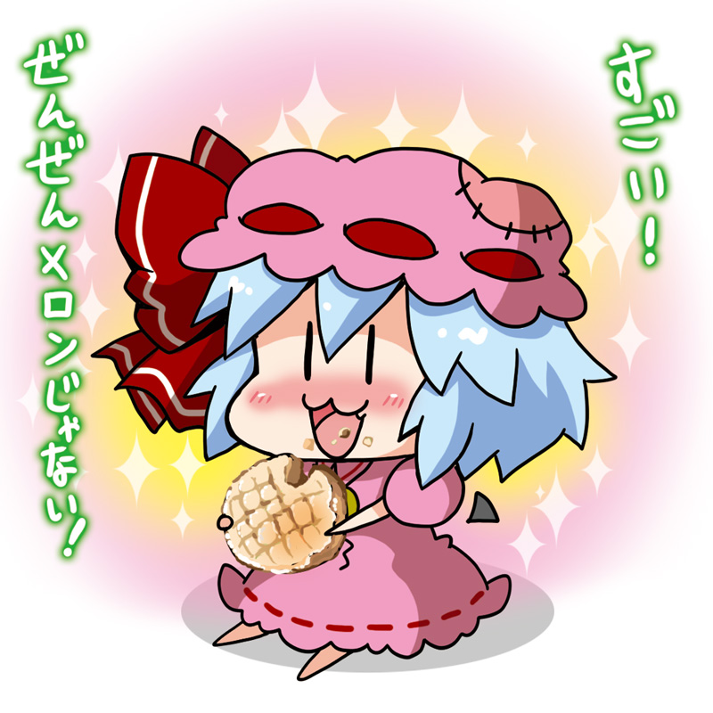 1girl, :3, :d, =3, bat_wings, blue_hair, blush, chibi