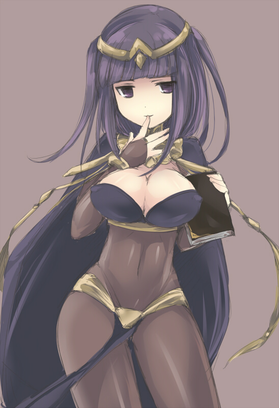 black_hair, bodysuit, book, breasts, cape, cleavage, ebi_shamo, fire_emblem, fire_emblem:_kakusei, long_hair, tharja
