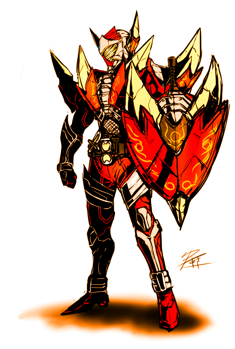1boy, armor, kamen_rider, kamen_rider_baron, kamen_rider_gaim_(series), male, mask, rider_belt