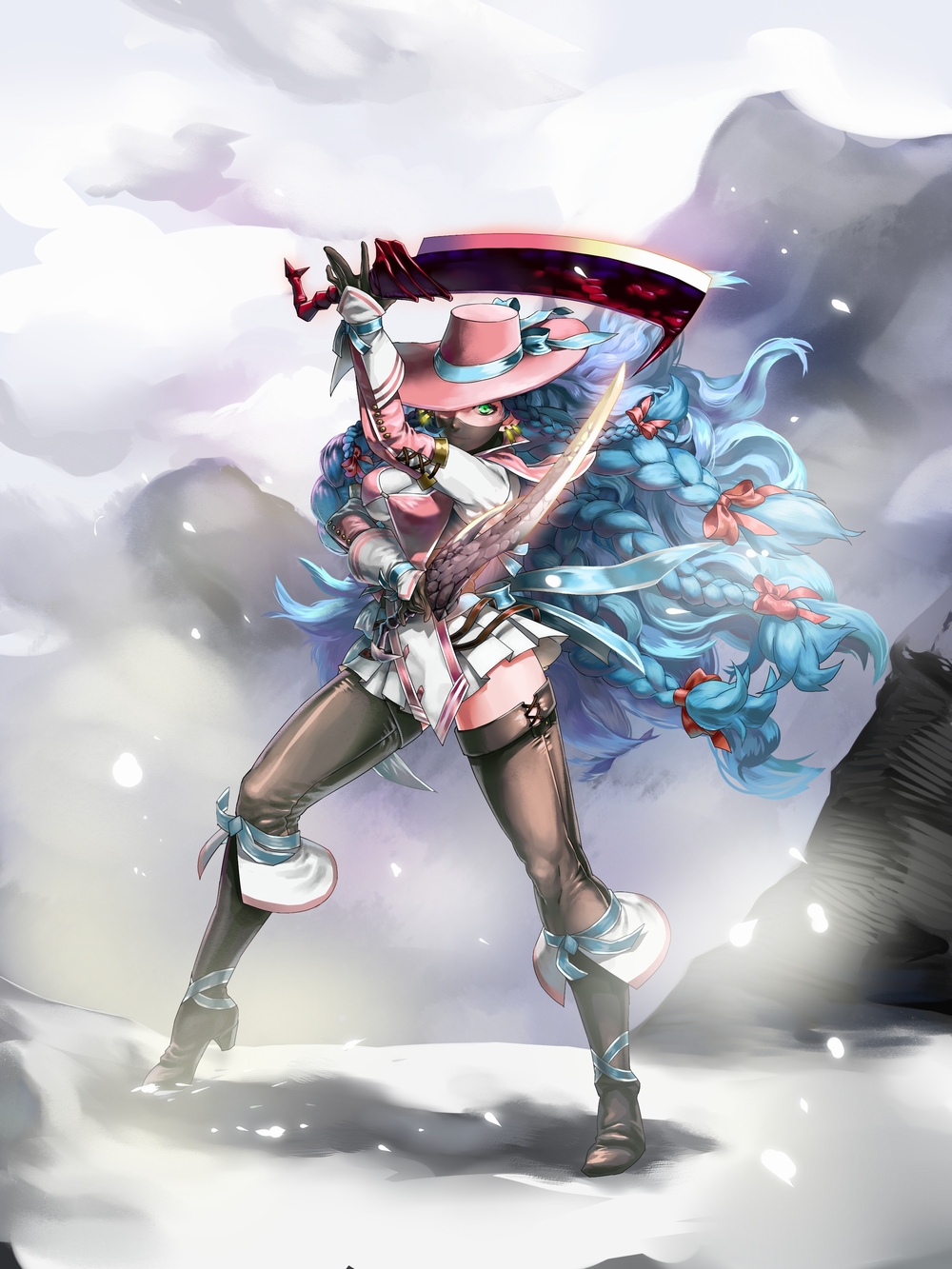 1girl, armor, highres, monster_hunter, monster_hunter_mezeporta_kaitaku-ki, solo, weapon
