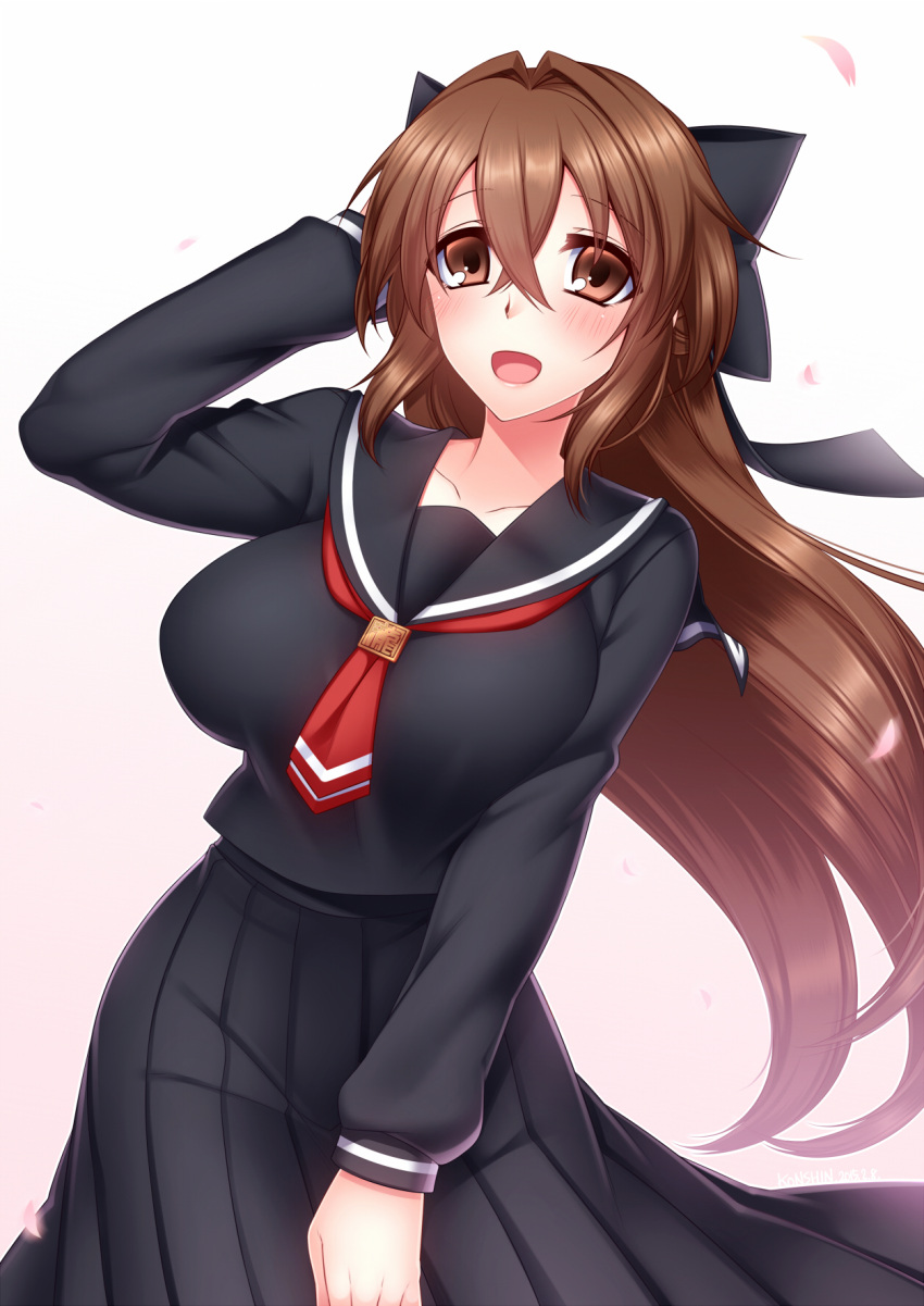 1girl, brown_eyes, brown_hair, female, highres, kanayama_nao, konshin, long_hair