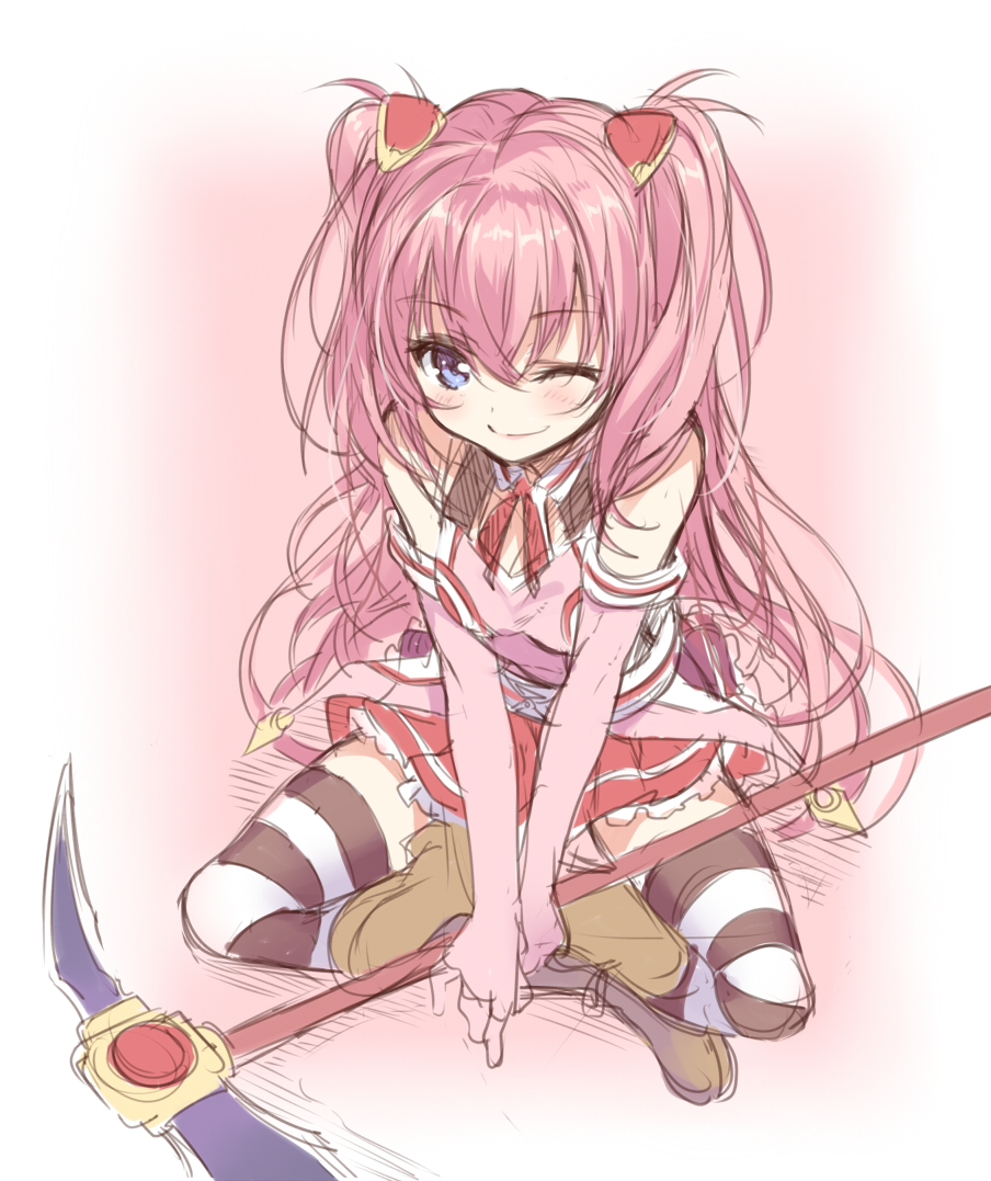 1girl, blue_eyes, elbow_gloves, gan_(shanimuni), gloves, hair_ornament, long_hair, looking_at_viewer