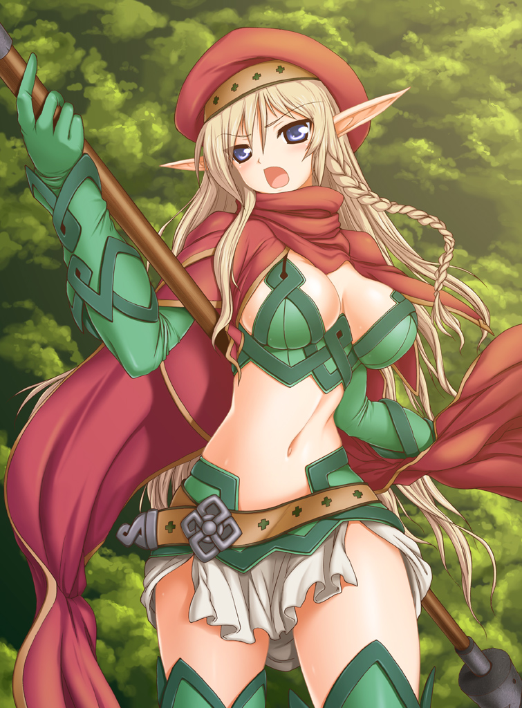 aokihoshi, armor, belt, beret, blonde_hair, blue_eyes, braid, braids